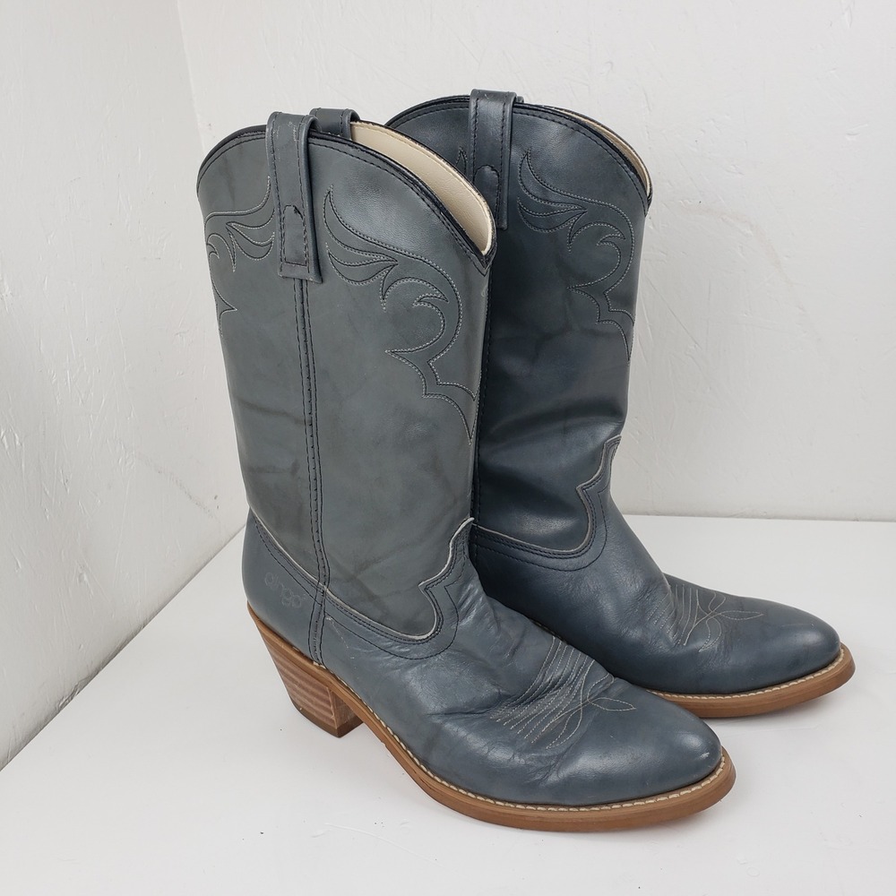 Dingo Men's 10.5 D Slate Gray Leather Western Cowboy Boots 8078 Made in USA